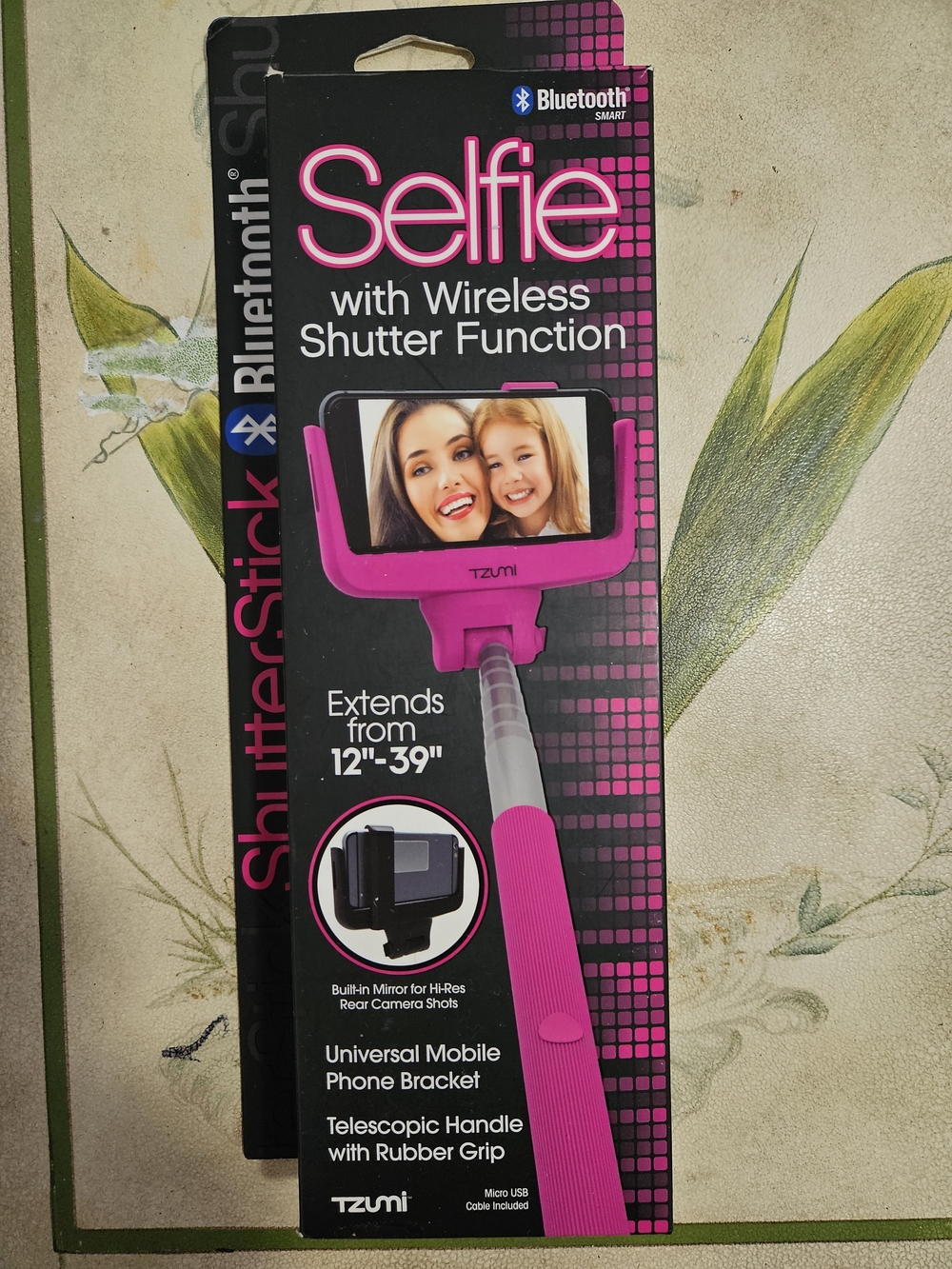 TZUMI Pink Bluetooth Selfie Stick with Wireless Shutter